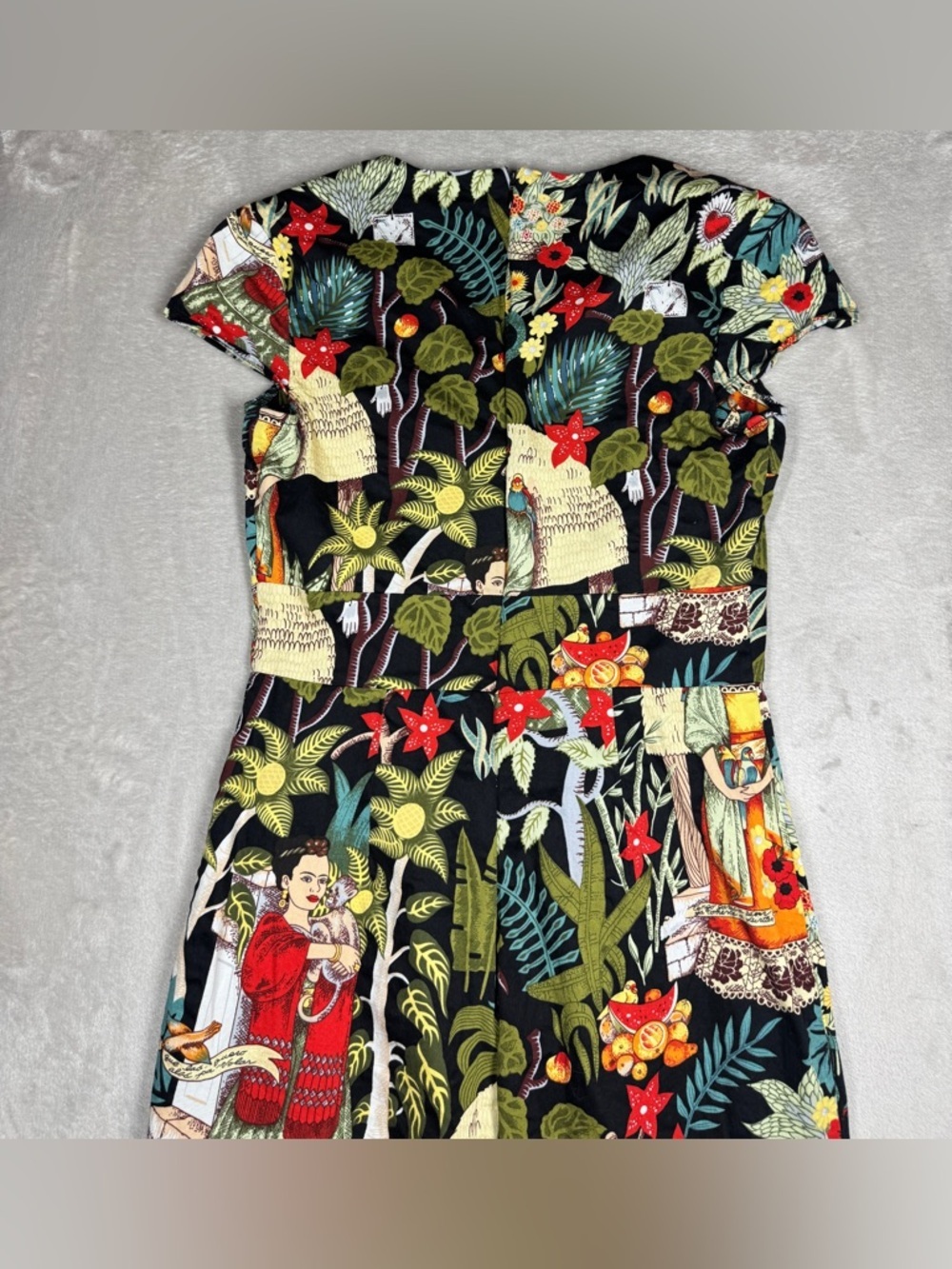 Grace Karin Frida Kahlo Tropical Floral Retro Rockabilly Black Red Dress Size S - Picture 11 of 16